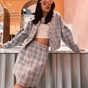 Houndstooth Two-Piece Skirt Set